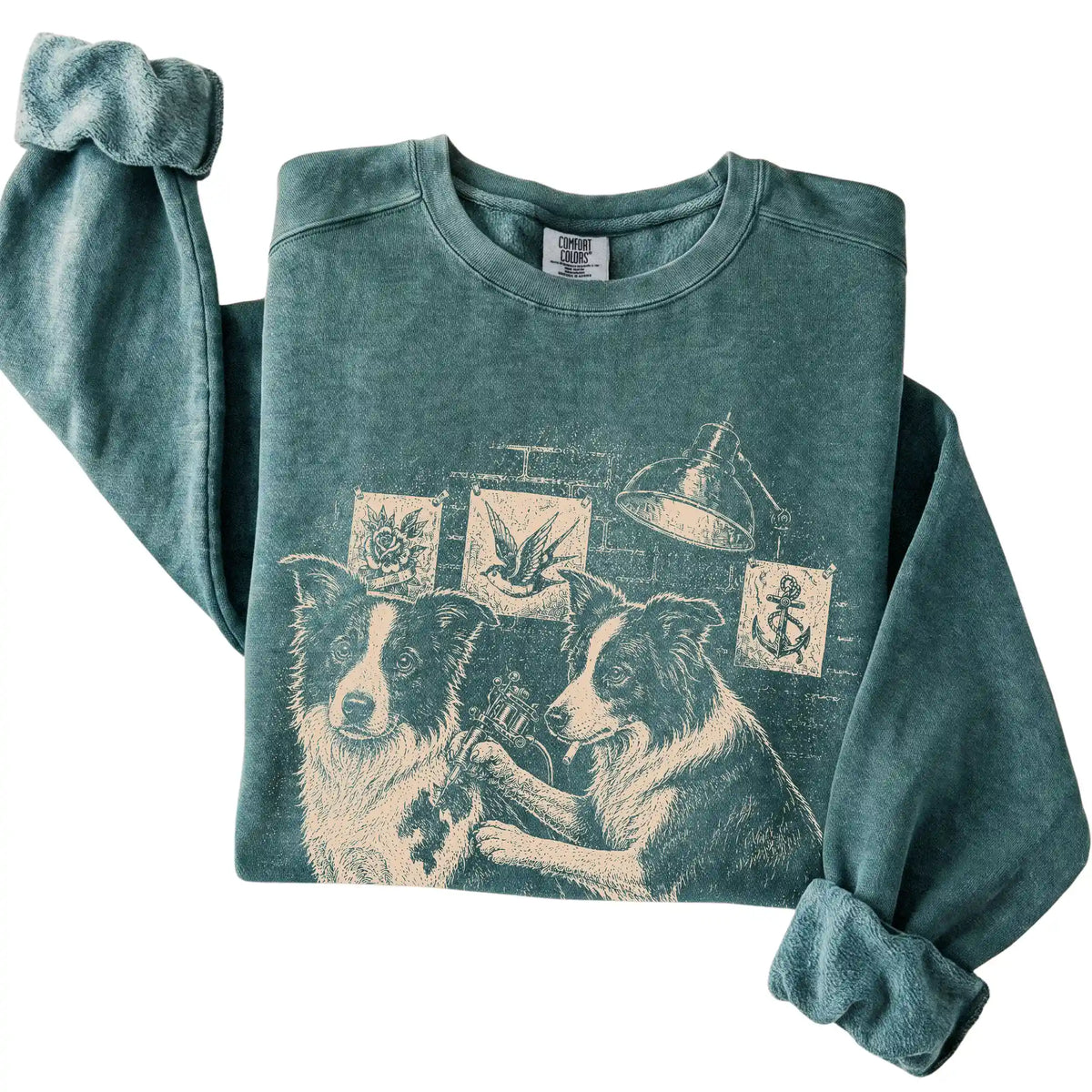 Blue Spruce Border Collie Dog Tattoo Artist folded detail view