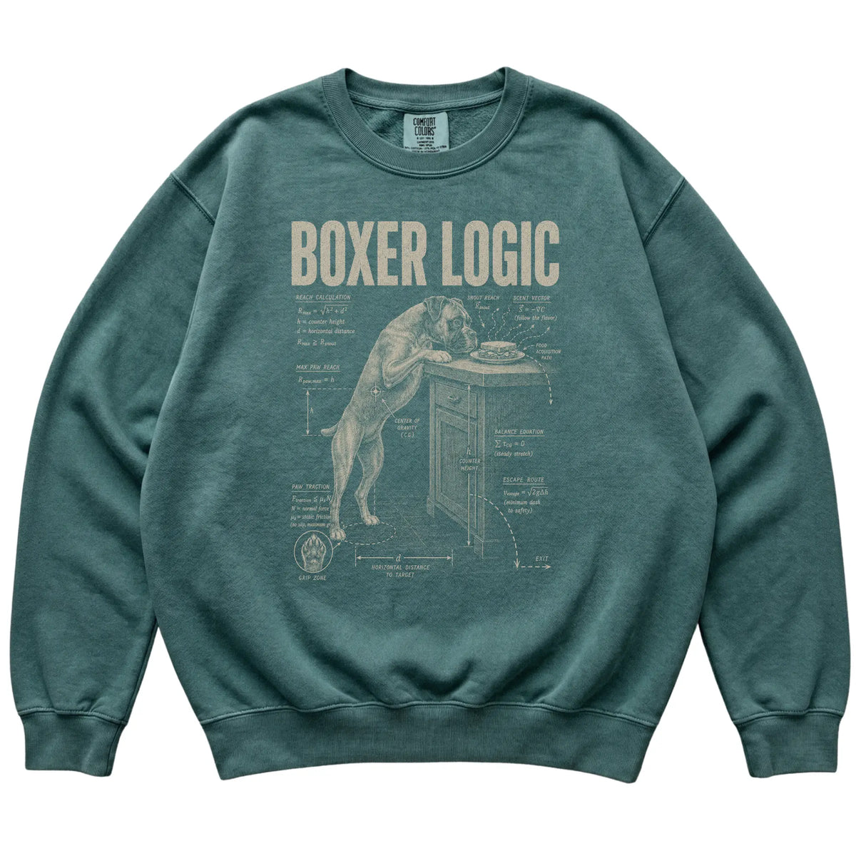 Blue Spruce Boxer Logic T-Shirt laid flat