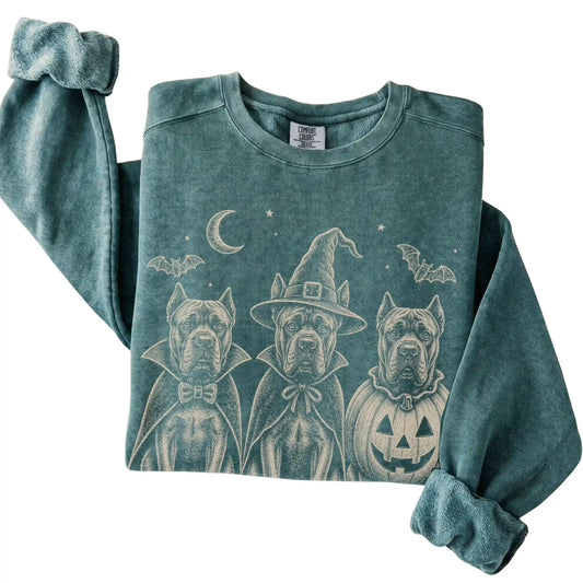 Blue Spruce Cane Corso Halloween Costume Comfort Colors sweatshirt, folded view