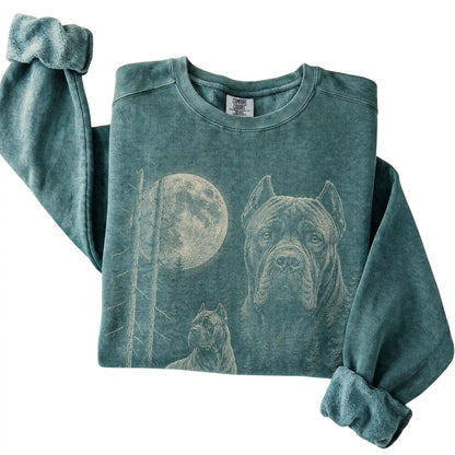 Blue Spruce Cane Corso Moonlit Forest Comfort Colors sweatshirt, folded view
