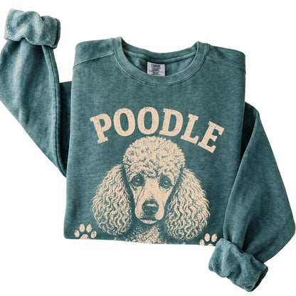 Blue Spruce Comfort Colors® sweatshirt featuring Classy, Clever & Slightly Dramatic - Poodle, folded presentation