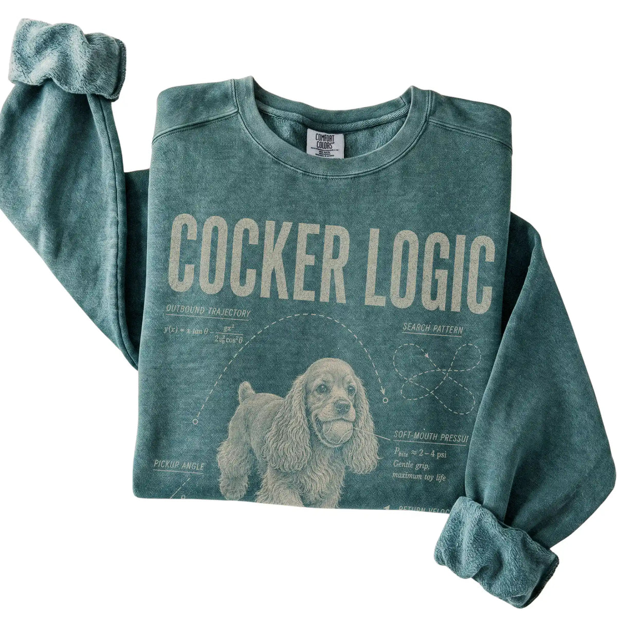 Blue Spruce Cocker Spaniel Logic T-Shirt folded detail