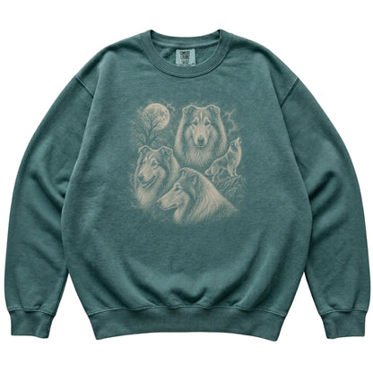 Collie 90s Moon Sweatshirt in Blue Spruce — flat lay