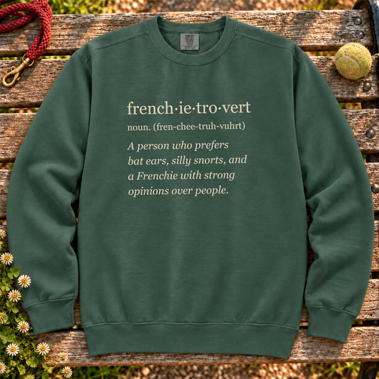 Blue Spruce French Bulldog Tro-Vert Comfort Colors sweatshirt