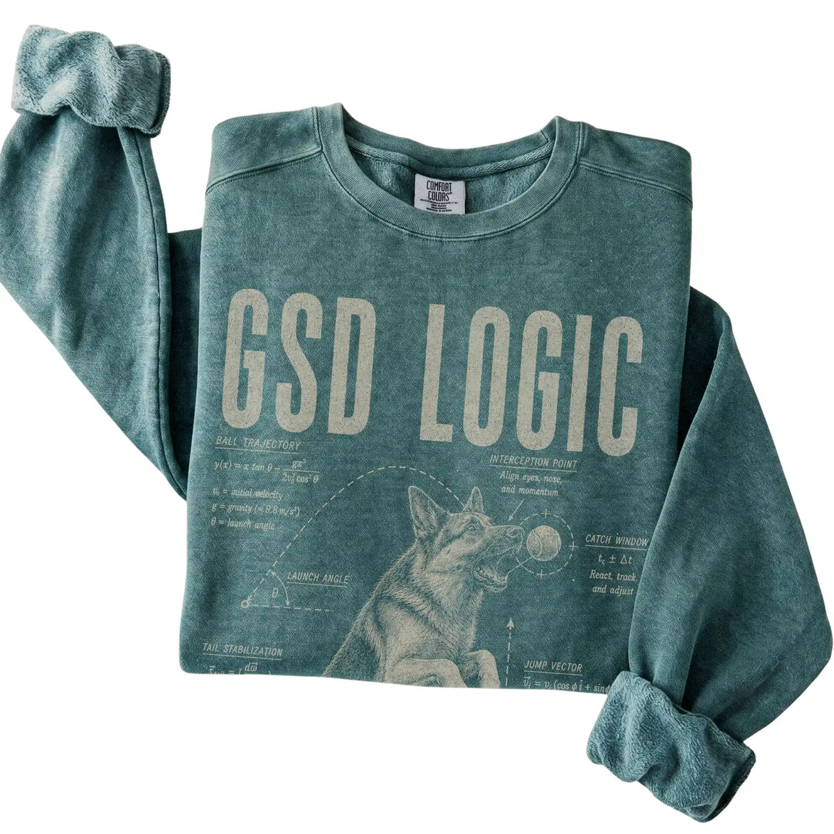 Blue Spruce German Shepherd Ball Logic T-Shirt folded detail