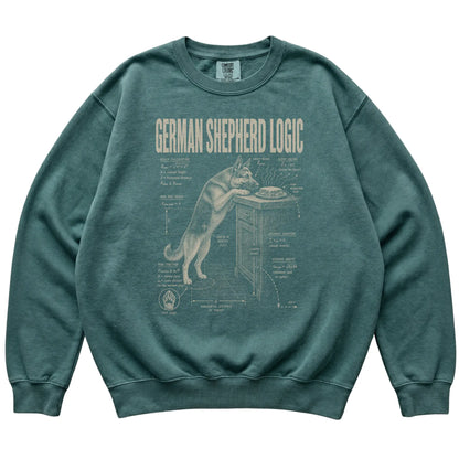 Blue Spruce German Shepherd Logic T-Shirt laid flat