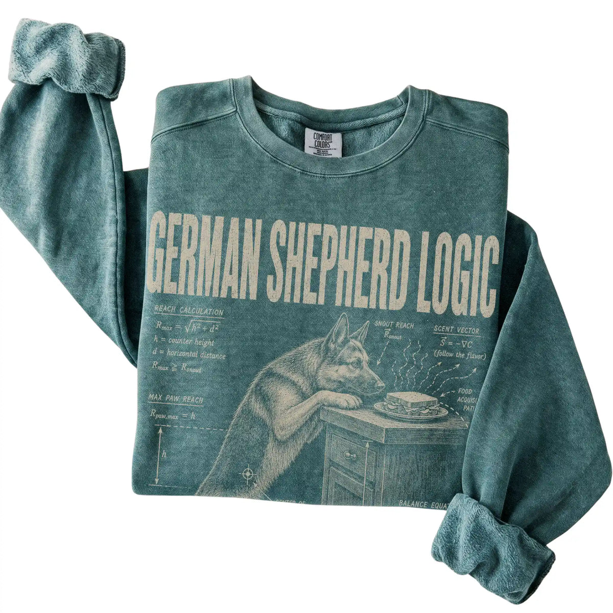 Blue Spruce German Shepherd Logic T-Shirt folded detail