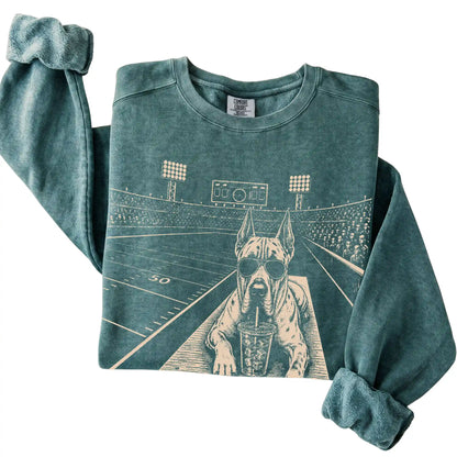 Folded Blue Spruce Great Dane Football Tailgate sweatshirt