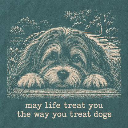 Havanese Karma Comfort Colors sweatshirt in Blue Spruce — Design Detail