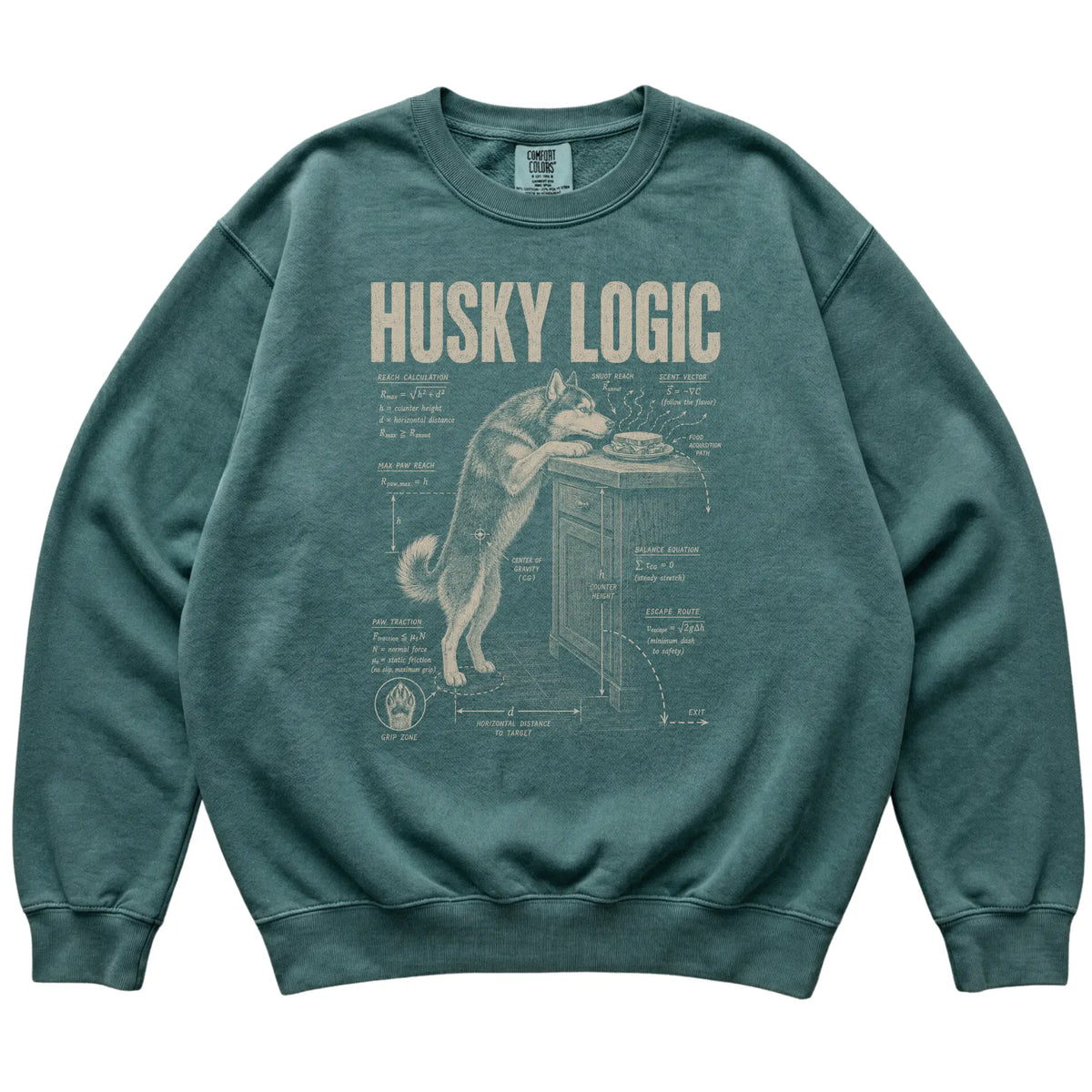 Blue Spruce Husky Logic T-Shirt laid flat