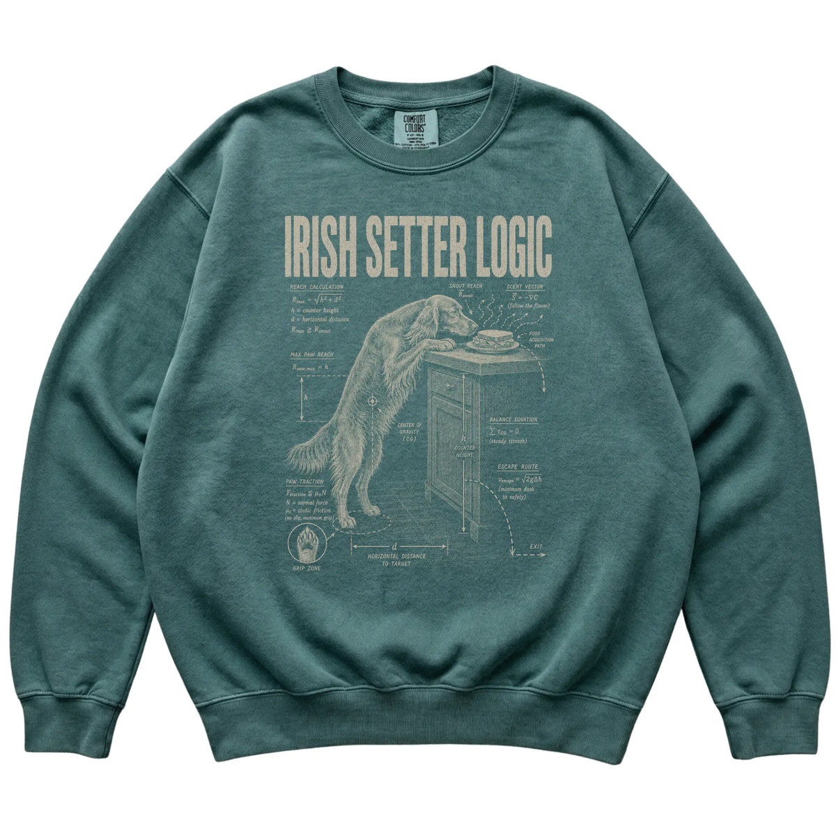 Blue Spruce Irish Setter Logic T-Shirt laid flat
