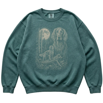 Blue Spruce Irish Setter Moonlit Forest Comfort Colors sweatshirt, flat view