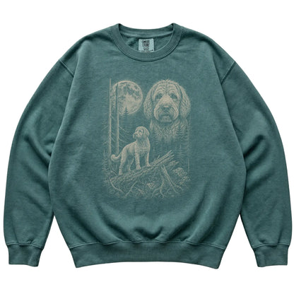 Blue Spruce Labradoodle Moonlit Forest Comfort Colors sweatshirt, flat view