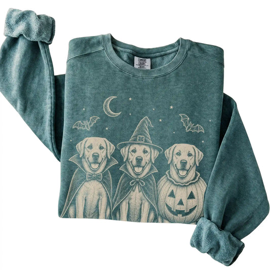 Blue Spruce Labrador Retriever Halloween Costume Comfort Colors sweatshirt, folded view