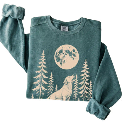Labrador Retriever Howling at the Moon Comfort Colors sweatshirt in Blue Spruce
