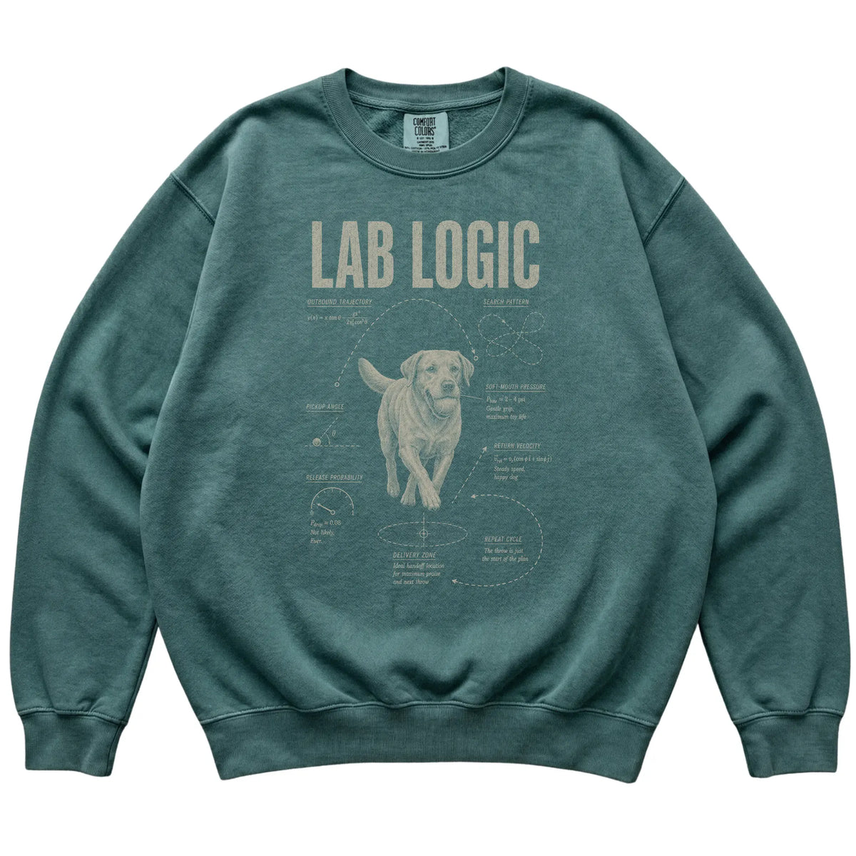 Blue Spruce Labrador Retriever Logic T-Shirt laid flat