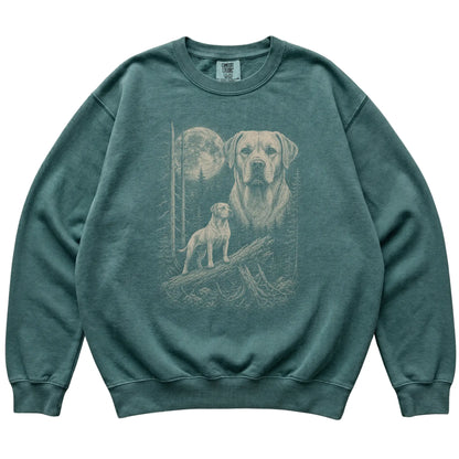 Blue Spruce Labrador Retriever Moonlit Forest Comfort Colors sweatshirt, flat view