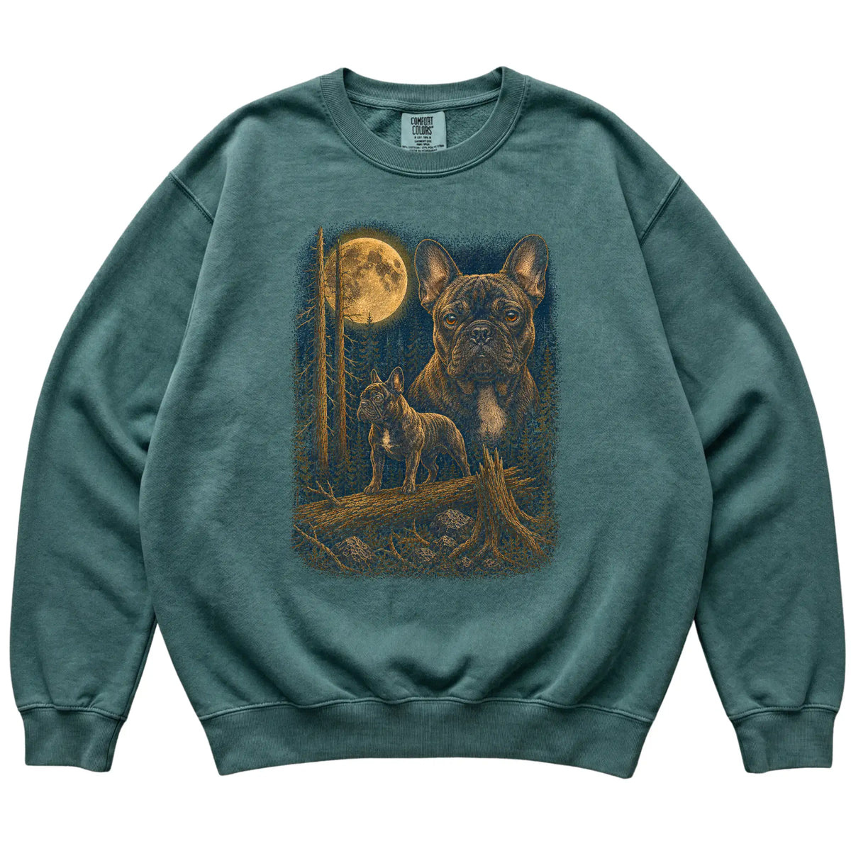 French Bulldog Wildwood Moon Sweatshirt in Blue Spruce