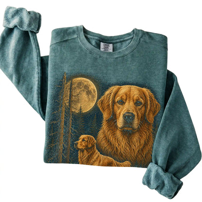 Golden Retriever Wildwood Moon Sweatshirt in Blue Spruce
