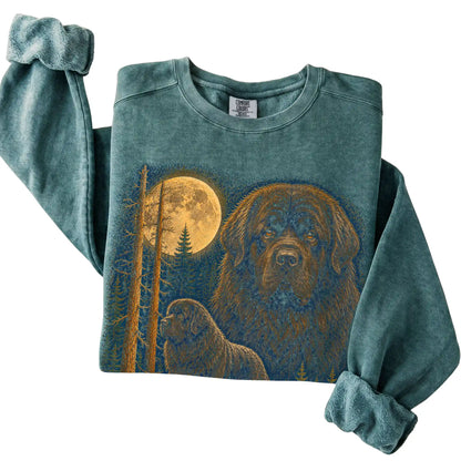 Newfie Wildwood Moon Sweatshirt in Blue Spruce