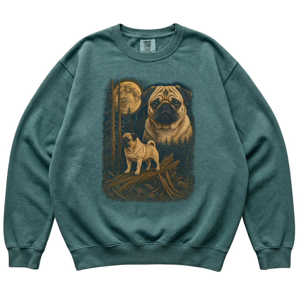 Pug Wildwood Moon Sweatshirt in Blue Spruce