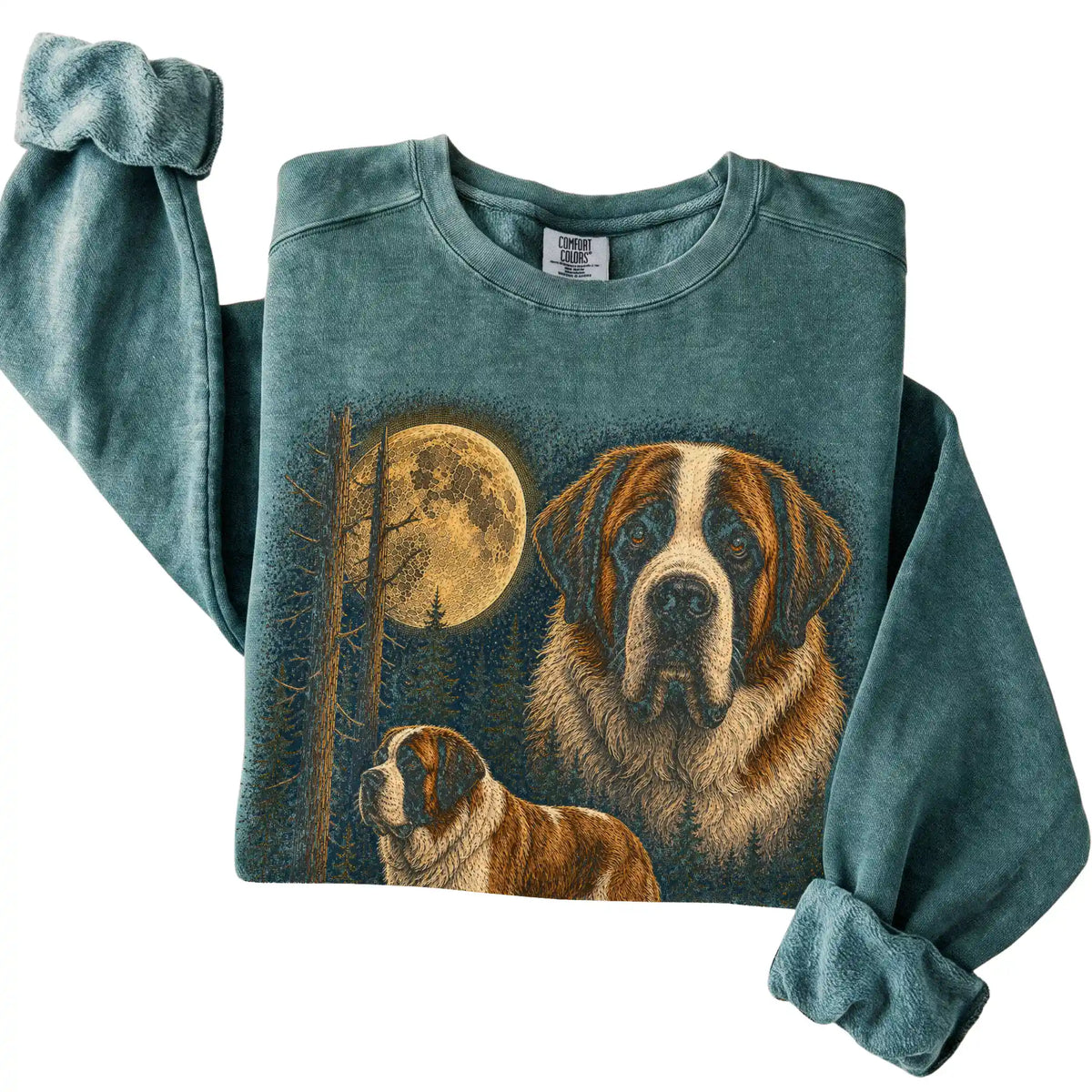 Saint Bernard Wildwood Moon Sweatshirt in Blue Spruce