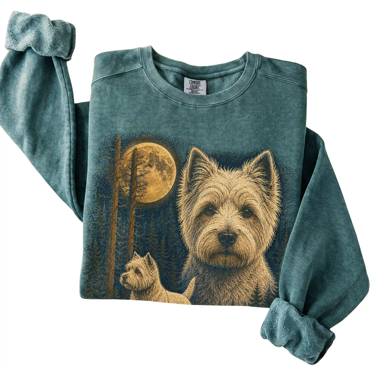 Westie Wildwood Moon Sweatshirt in Blue Spruce