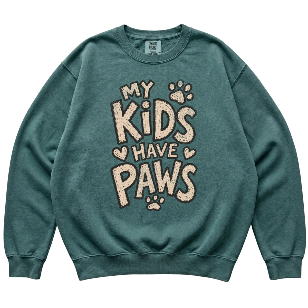 Blue Spruce My Kids Have Paws laid flat