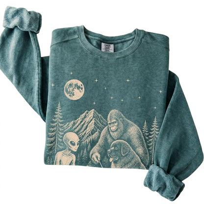 Blue Spruce Newfie Camping with Bigfoot and Alien folded detail view