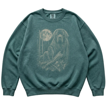 Blue Spruce Newfie Moonlit Forest Comfort Colors sweatshirt, flat view