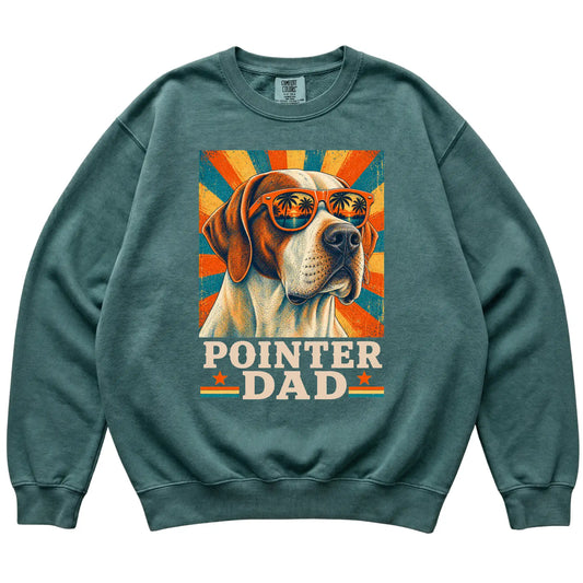 Retro Pointer Dad design on a Blue Spruce Comfort Colors sweatshirt