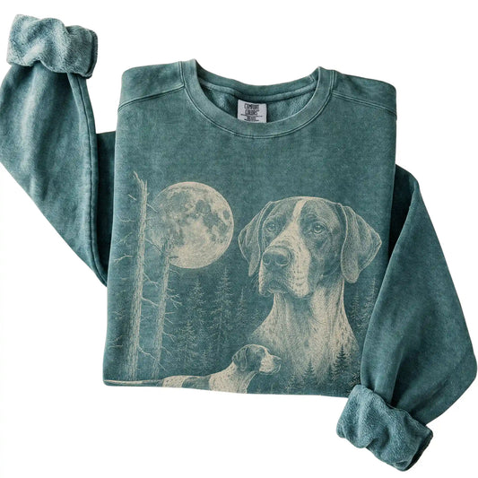 Blue Spruce Pointer Moonlit Forest Comfort Colors sweatshirt, folded view