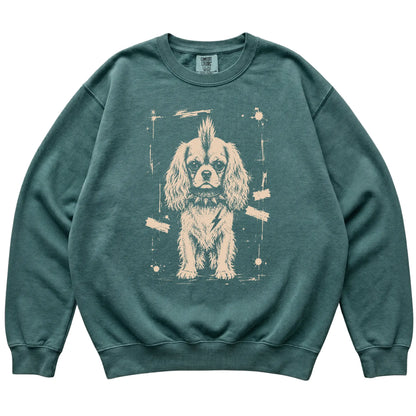 Blue Spruce Punk Rock Cavalier King Charles Spaniel Comfort Colors sweatshirt, flat view
