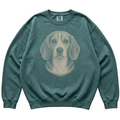 Blue Spruce Realistic Drawing Beagle Comfort Colors sweatshirt, flat view