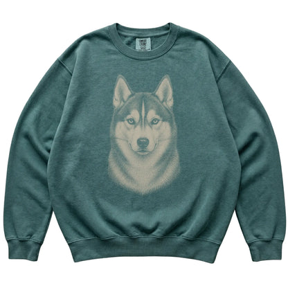 Blue Spruce Realistic Drawing Husky Comfort Colors sweatshirt, flat view
