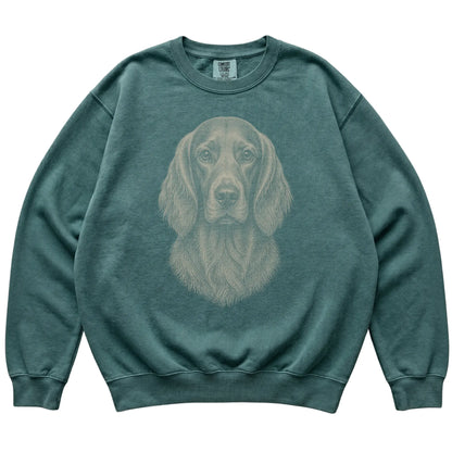 Blue Spruce Realistic Drawing Irish Setter Comfort Colors sweatshirt, flat view