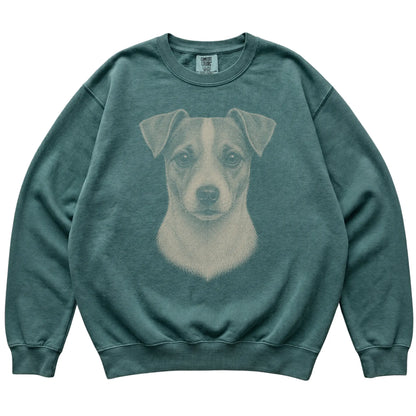 Blue Spruce Realistic Drawing Jack Russell Comfort Colors sweatshirt, flat view