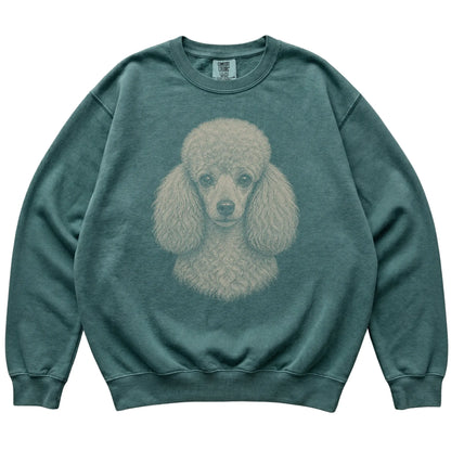 Blue Spruce Realistic Drawing Poodle Comfort Colors sweatshirt, flat view