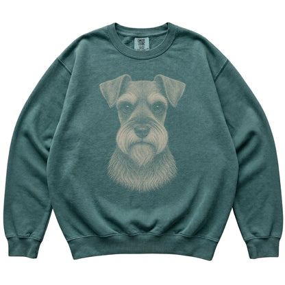 Blue Spruce Realistic Drawing Schnauzer Comfort Colors sweatshirt, flat view