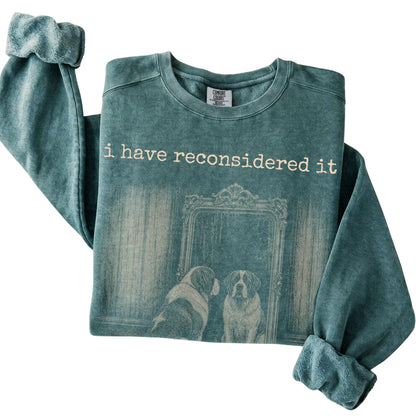 Blue Spruce Saint Bernard The Answer Is Still No Comfort Colors sweatshirt, folded view