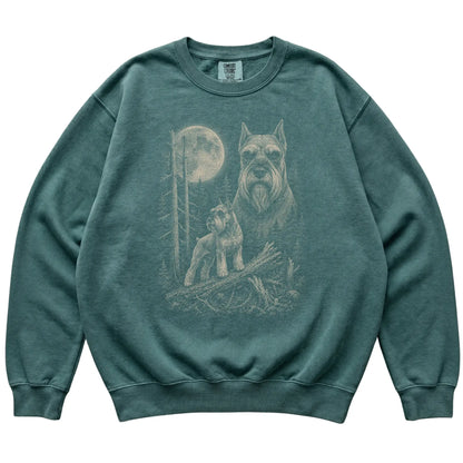 Blue Spruce Schnauzer Moonlit Forest Comfort Colors sweatshirt, flat view