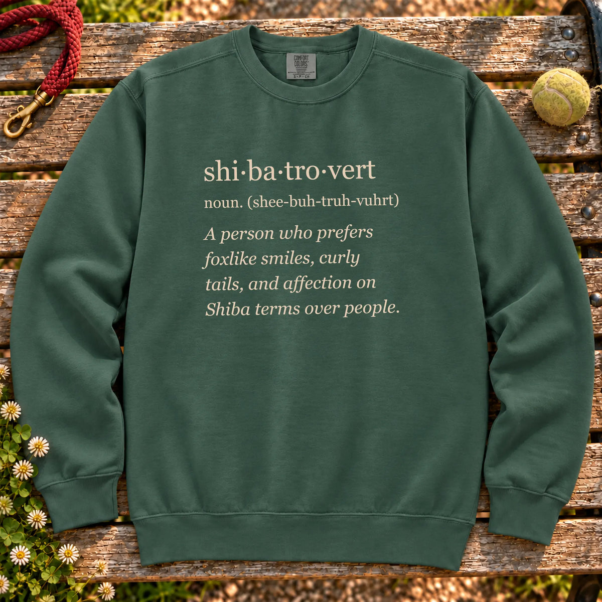Blue Spruce Shiba Inu Tro-Vert Comfort Colors sweatshirt