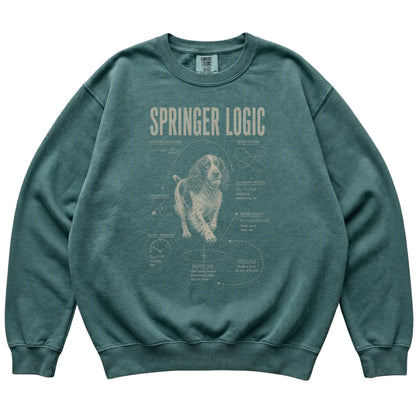 Blue Spruce Springer Spaniel Logic T-Shirt laid flat