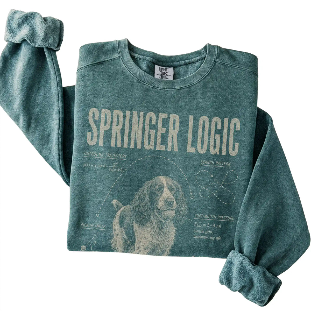 Blue Spruce Springer Spaniel Logic T-Shirt folded detail
