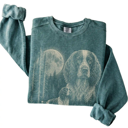 Blue Spruce Springer Spaniel Moonlit Forest Comfort Colors sweatshirt, folded view