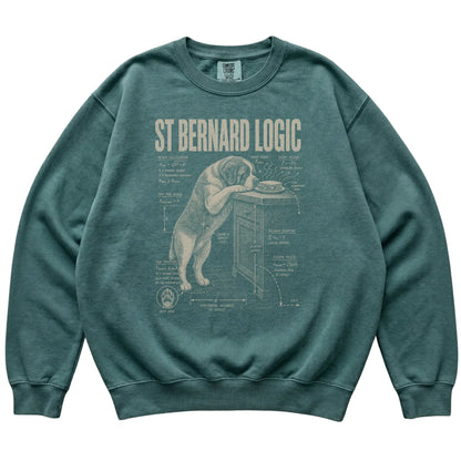 Blue Spruce St Bernard Logic T-Shirt laid flat