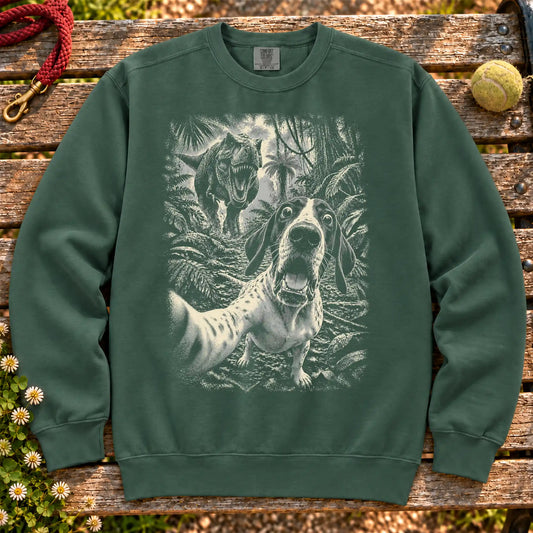 Pointer T-Rex Selfie sweatshirt in Blue Spruce