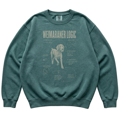 Blue Spruce Weimaraner Ball Logic T-Shirt laid flat