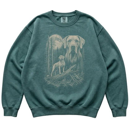 Blue Spruce Weimaraner Moonlit Forest Comfort Colors sweatshirt, flat view