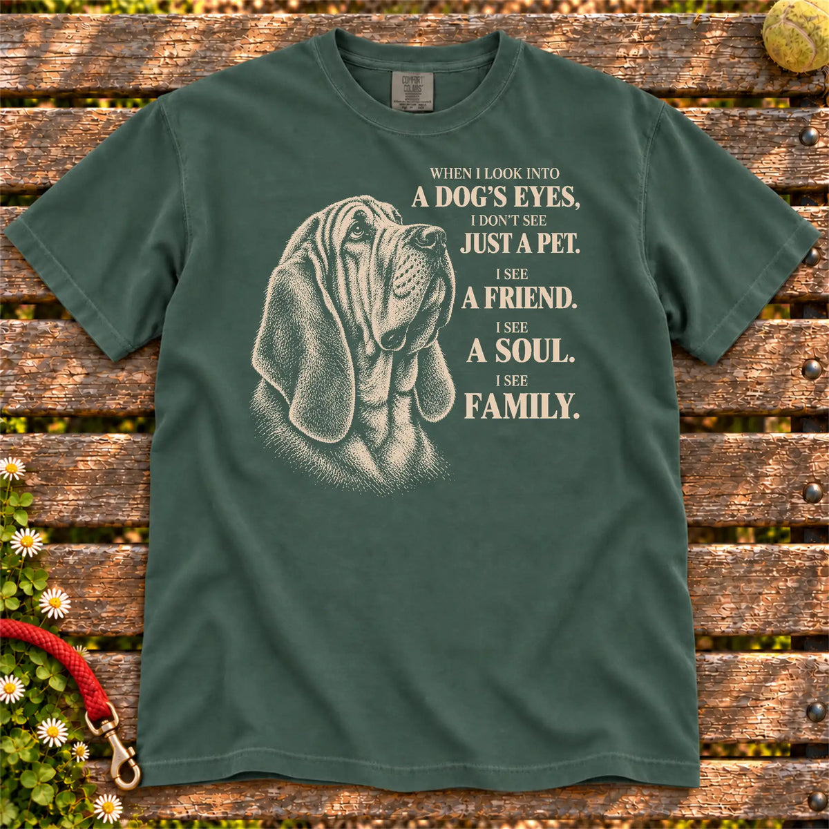 Blue Spruce Comfort Colors® T-shirt featuring the Bloodhound More Than a Pet design.